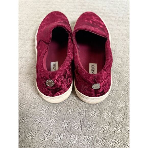 Steve Madden Gema Crushed Velvet Burgundy Platform Loafers size 7 - Picture 3 of 6